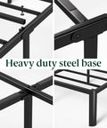 Heavy Duty Steel Platform Bed For Full Size Mattresses close-up of sturdy slats and metal frame design in matte black finish