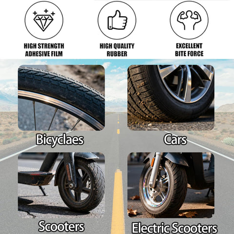 Self Service Tire Plug Kit With Screw Type Plugs And Compact Screwdriver, tires for bicycles, cars, scooters, and electric scooters