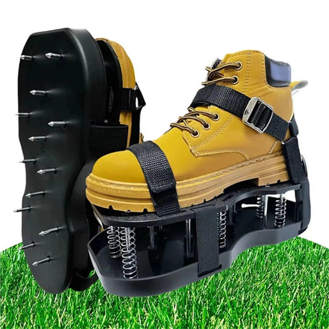 Double Layer Grass Aerator Shoes For Lawn Care With Adjustable Straps Spiked Sandals Gardening Tool For Soil Loosening And Air