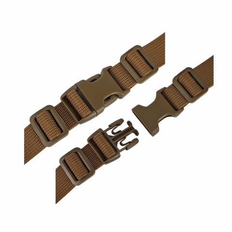 Close-up of Quick Release Side Buckles and Straps Kit for Outdoors, 3/4 Inch Webbing in Brown Tan Khaki