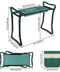 Foldable Garden Kneeler And Seat With Heavy Duty Steel Frame All In One Large Tool Pouch Wider EVA Foam Pad Easy Fold Design
