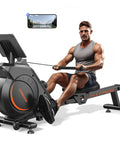 Top Tier Magnetic Rowing Machine For Home Gyms Packing An Ultra Smooth Glide For Killer Full Body Cardio Burners with man using it.