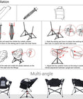 Assembly instructions for Hammock Camping Chair Set Outdoor Folding Rocker Lawn Seats With High Back And Stand, illustrated steps.