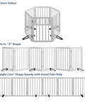 Extra Wide Wooden Dog Gate For Doorways 110 Inches Freestanding With 4 Support Stands, foldable in hexagon and line shapes
