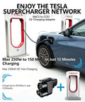 Blazing Fast Nacs To Ccs1 Ev Charging Adapter connected to Tesla Supercharger, showing 250Kw DC power charging capability.