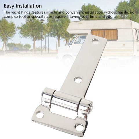 Heavy-duty stainless T-shape hinge for RVs, yachts, smooth easy installation.