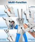 Multi-function view of 8 Inch MIG Welding Pliers With Comfort Grip For Pros And DIYers showcasing tips and nozzle features.