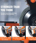 Close-up of Bench Top Buffer Polisher And Grinder For Metal Jewelry Wood Jade Plastic And Silver DIY Projects With 3590 RPM, showing grinding wheel options.