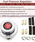 Adjustable Gunmetal Fuel Pressure Regulator Kit For Carburetors And Engines Universal FPR With 1 To 5 PSI Range components