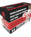 Box of Heavy Duty Woven Contractor Bag White 28x50 Inch 110 Pound Capacity Tear Resistant Reusable Reinforced For Construction Debris Tough As Nails Trash Bag 20 Bags Per Box