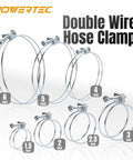 2 Inch Double Wire Hose Clamp With Bolt, Beefy Heavy Duty Worm Gear Clamp For Pool Hoses, Above Ground Pools, Pool Pump Hoses, PVC And Rubber Tubing, Pipe Clamp, 5 Pack Color May Vary, 2 inch shown