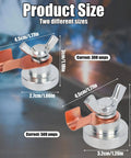 Two Pack Welding Magnetic Grounding Clamps For Secure Metal Work showing two sizes 300 amps and 500 amps with dimensions