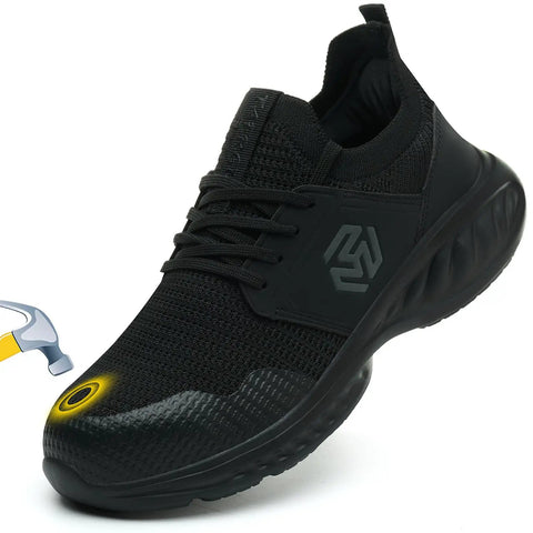 Indestructible Slip On Steel Toe Shoes For Men Built Tough For Work Non Slip Lightweight Safety Sneakers ASTM F2413-24 Black Size 7