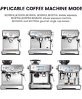 Six stainless steel Breville espresso machines arranged in two rows on a white background.