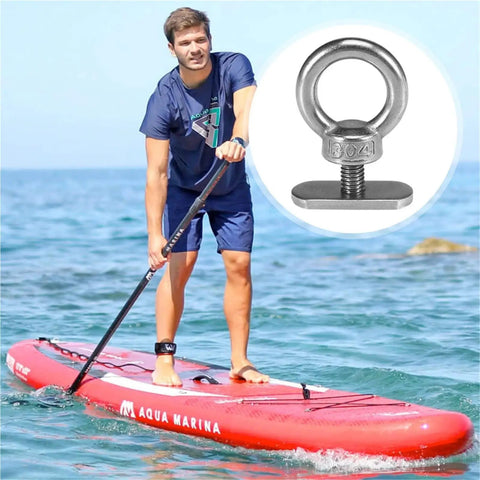 Stainless Steel Eye Bolts Kit For Track Mounting And Tie Downs 15 Piece Kayak Mount Replacement Eyelets, man on paddle board.