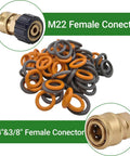 Ultimate 100-Piece Pressure Washer O-Rings Kit for M22 14mm Quick Connect Couplers with orange and grey seals