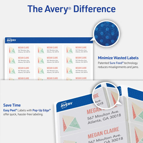 Dead On Printing Results With These Premium Printable Address Labels 1 By 2 5/8 Inches Matte Clear 300 Count Featuring Sure Feed Technology And No Sweat Easy Peel For Flawless Mail Prep Everyday, showing printed labels with address.