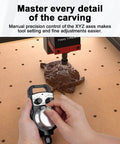 Adjusting MPG 4 Axis Electronic Handwheel for CNC Machines with owl carving under CNC machine