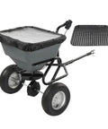 110 Lb Tow Behind Fertilizer Broadcast Spreader with 10 Adjustable Drop Rate and 11.4 Inch Tire for Multi-Terrain Lawn Care