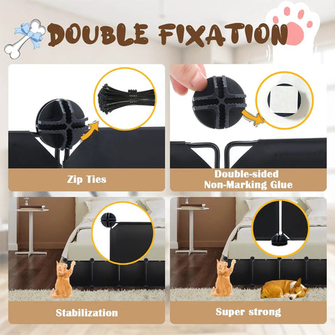 Image showing double fixation methods with zip ties and glue for Eleven Point Eight Inch High Two Forty Eight Inch Long Under Bed Blocker.