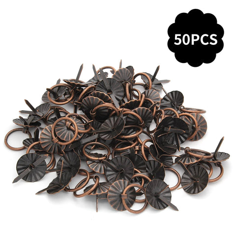50 Pcs Mini Ring Pull Handles For Jewelry Boxes And Small Drawers 0.75 Inch Outer Diameter Red Bronze Zinc Alloy Cabinet Ring Pulls
