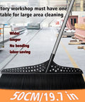 Heavy Duty Outdoor Angle Broom With 20 Inch Wide Base And 51 Inch Extended Handle Sweeper Featuring Stiff Bristles For Fast Driveway Dirt Pickup While Skipping The Bending BS On Concrete Surfaces Anytime in a factory setting.