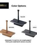 Color options of Hidden Deck Fasteners And Screws Set For Grooved Composite And Wood Decks, Stainless Steel, Brown Finish