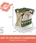 Garden Kneeler And Seat Folding Bench With Detachable Tote Organizer For Weeding And Yard Work, olive green and beige.