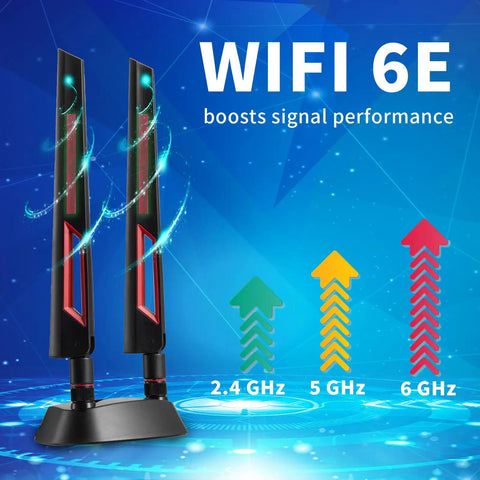 Tri Band WiFi 6E Magnetic Base Antenna For Desktop PC And Router Boost Signal With 2.4GHz 5GHz And 6GHz Coverage