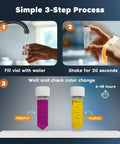 Quick Bacteria Water Test Kit Checks Tap Well And Drinking Water showing 3-step process for testing water with color change results.