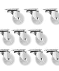 Rcniso 10 Pack White PP Universal Casters Wheels, with Smooth 360 Degree Rotation Ball Bearings for Cabinet Bookshelf Crib Furniture.