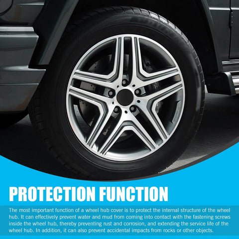 Rock Solid 4 Pack Snap On Wheel Center Caps For 2016 To 22 Nissan Sylphy Altima displayed on a stylish wheel with heavy duty tire.