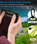 Person holding Two Pack Marine Waterproof Phone Pouches XL For Beach, Boat, Kayak And Poolside Adventures with carabiner clip and lanyard