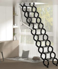 Rock Solid Remote Control Attic Ladder Pull Down Loft Staircase With Titanium Alloy Frame Heavy Duty Folding Steps in a modern home.