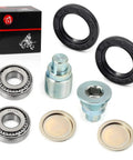Honda Swingarm Bearing Seal Bolt Lock Nut And Cap Rebuild Kit with bearings, seals, nuts, and bolts visible