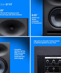 Eris E7 XT 2 Way Active Studio Monitor with EBM Waveguide featuring woofer, tweeter, and tuning controls for home studio use.