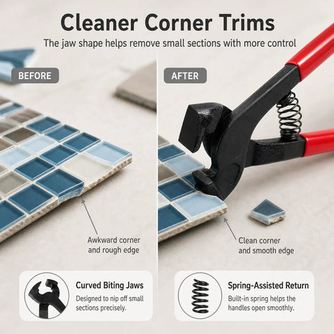 8 Inch Tile Nippers Heavy Duty Glass Mosaic Cutter Pliers With Ergonomic Handle Your Go To Tool For Ceramic Tile Porcelain Mirror Stained Glass And Mosaic Cuts End Nipper Tools For DIY Projects, trimming mosaic corner