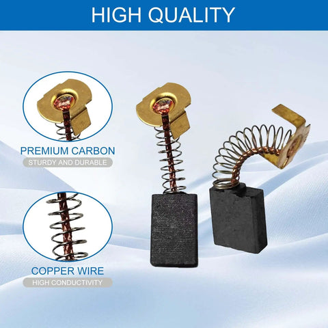 Close-up of Four Pack Heavy Duty Carbon Brush Set, showcasing premium carbon and copper wire components for durability.