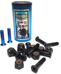 Dope Seven Eighths Inch Blue Phillips Skateboard Hardware Set Single Pack shown with screws, nuts, washers displayed