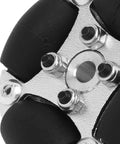 EVTSCAN 38mm aluminum omni wheel for robot, front view showing metal hubs and bolts