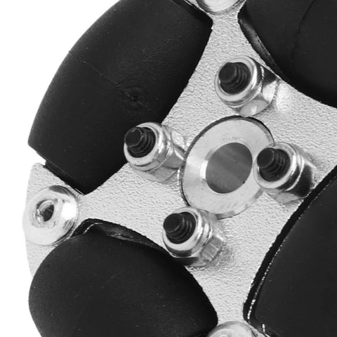 EVTSCAN 38mm aluminum omni wheel for robot, front view showing metal hubs and bolts