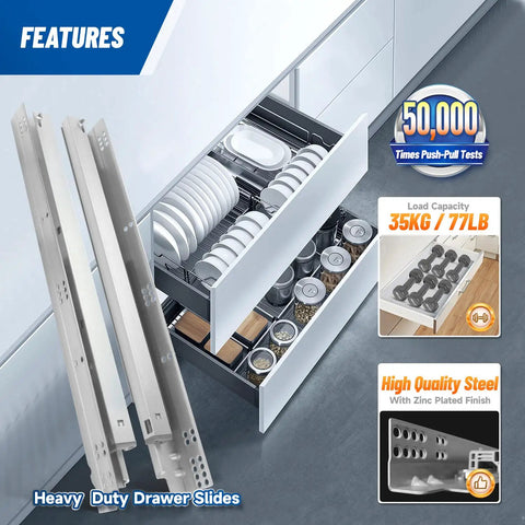 Undermount Soft Close Drawer Slides For 21 Inch Drawers Ball Bearing Full Extension Rails Heavy Duty Side Mount Cabinet Slides