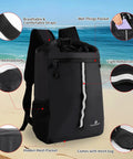 20L Waterproof Dry Bag Backpack with Waist Pouch and Phone Case for Kayaking and Boating, showing features and compartments.