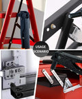 Manual Pop Rivet Gun Kit With 4 Replaceable Nosepieces And 200 Rivets shown in various usage scenarios