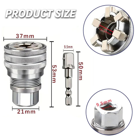 Image detailing dimensions of Upgraded Adjustable Universal Socket Wrench Tool for DIYers and Pros, 10mm to 19mm socket.