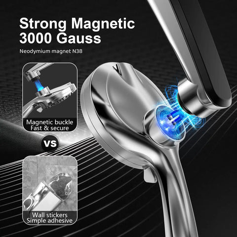 12 Inch Badass High Pressure Rain Shower Head With Detachable Handheld Spray Combo And Rock Solid Magnetic Bracket Featuring Adjustable Angle Settings For Killer Water Flow