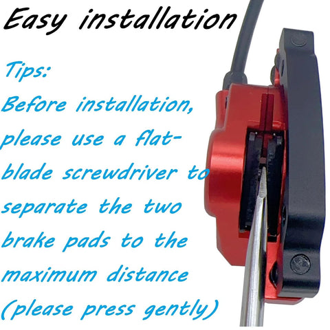 Red hydraulic disc brake set for bicycles with 160mm rotors