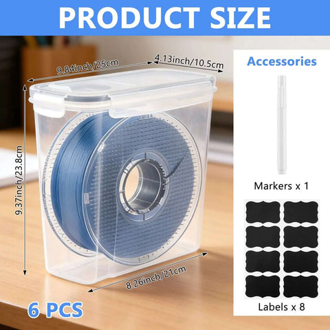 Six Pack 3D Printing Filament Storage Boxes With Thick Silicone Seal Dustproof Portable Organizer That Keeps Your Filament Neat