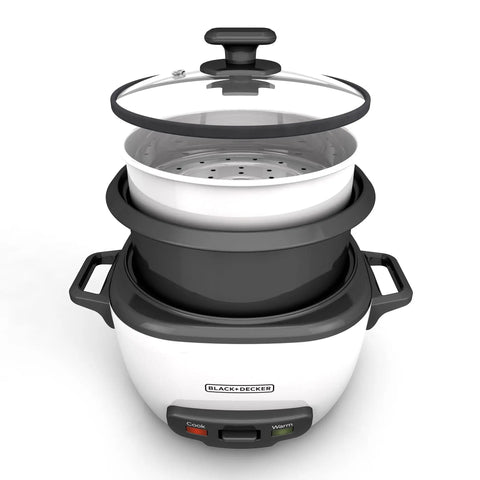 Family Size Rice Cooker With 28 Cups Cooked Capacity, 14 Cups Uncooked, Steaming Basket, Removable Nonstick Bowl, White Finish