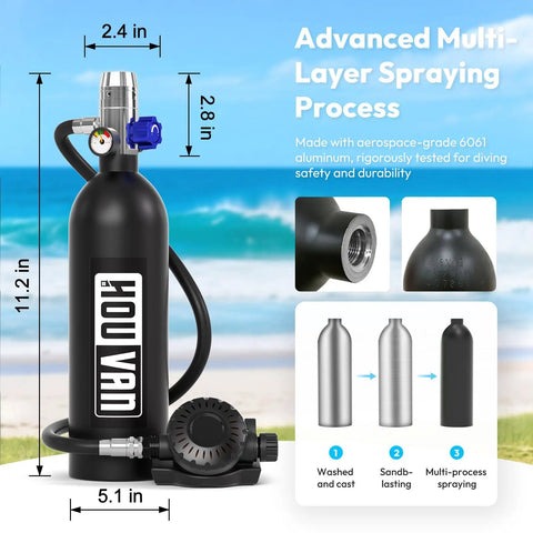 S400 Mini Scuba Tank 1L Portable Diving Tank With On Off Valve Reusable Underwater Breathing Pony Bottle